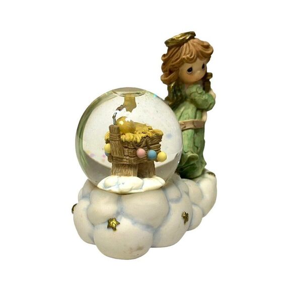 Precious Moments Angel Playing Harp Water Globe Baby Jesus Away Manger Christmas - Picture 2 of 6